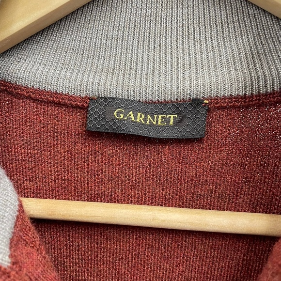 Garnet Clothiers Men Orange Rust merino Wool Quarter Zip Sweater Sueded Medium - Picture 11 of 12